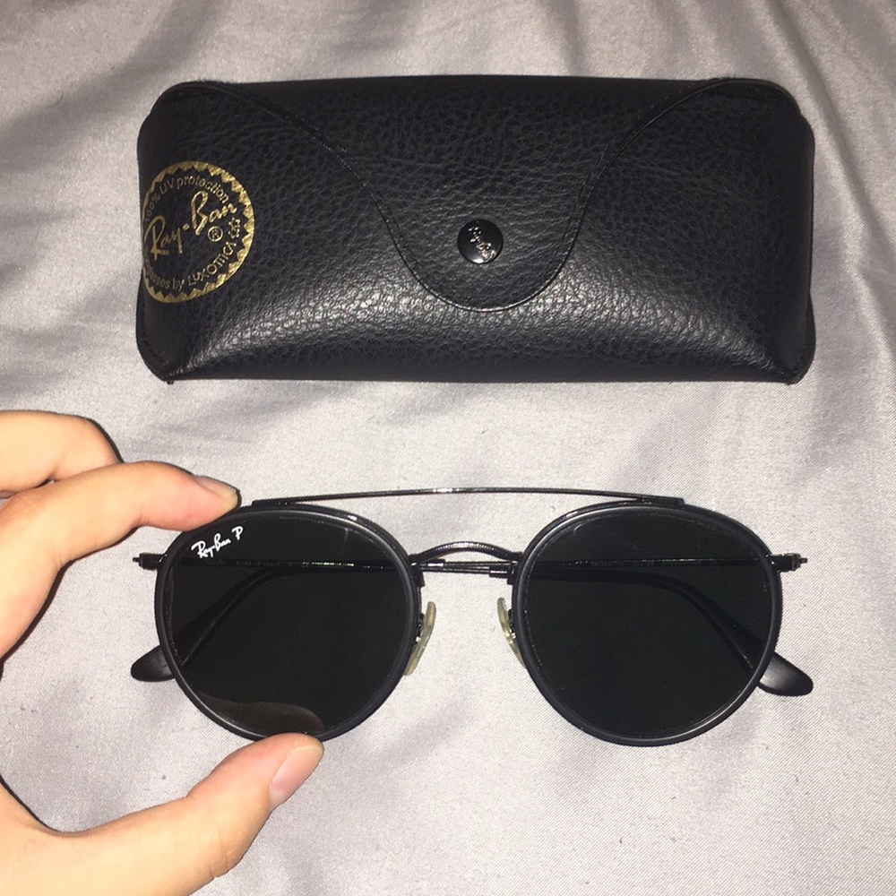 Ray-Ban Black Polarized Round Double Bridge 3647